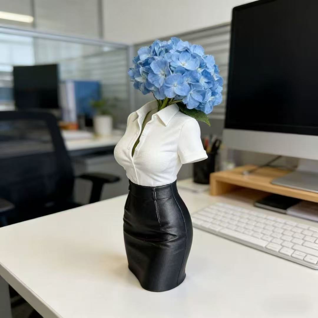 Desk Setup Plant - 3d Printed Sexy Office Lady Body