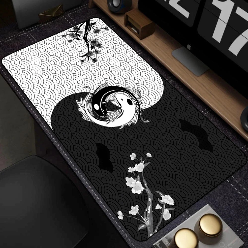 Desk Setup Black And White - Black White Japanese Koi Fish Desk