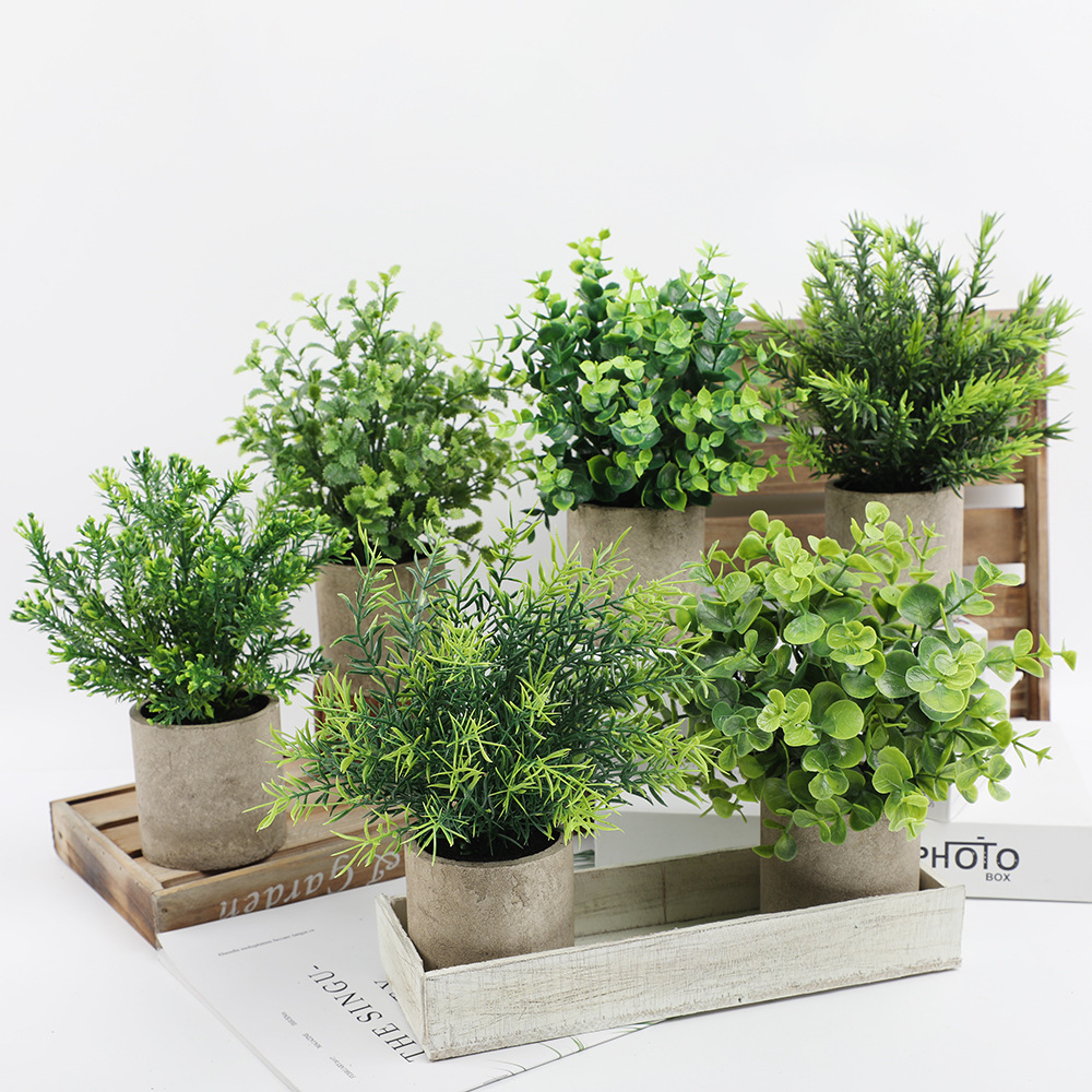 Desk Setup Plant - Artificial Plant Potted Eucalyptus Plant Small