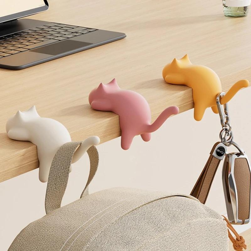 Desk Setup Organizer - Cute Portable Cat Bag Hook Hanger