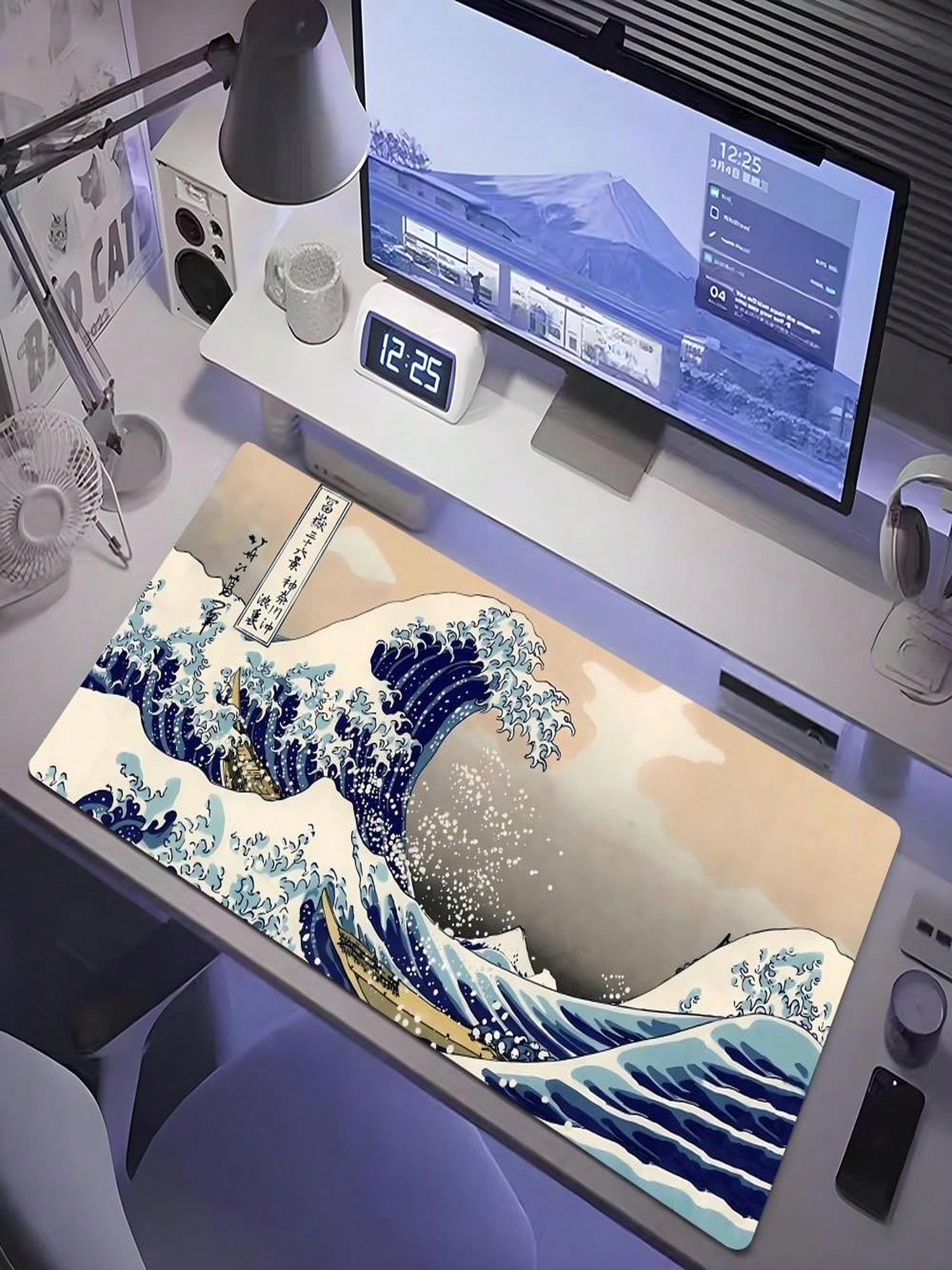 Desk Setup Tech - Style Wave Surfing Mouse Pad -