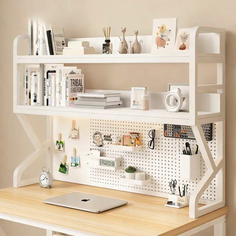 Desk Setup Organizer - Desktop Storage Shelf with Pegboard Organizer,