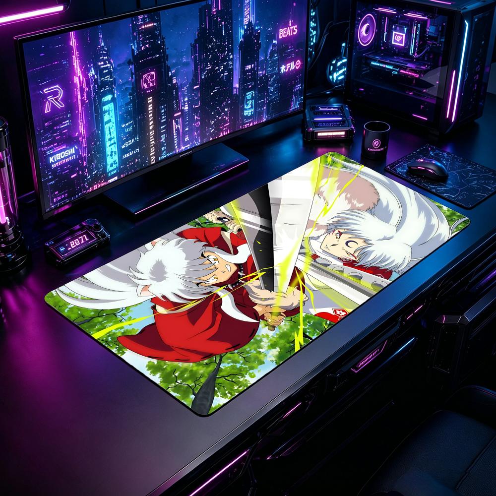 Desk Setup Pc And Laptop - Gaming Mouse Pad Anime IInuyashaew Mouse
