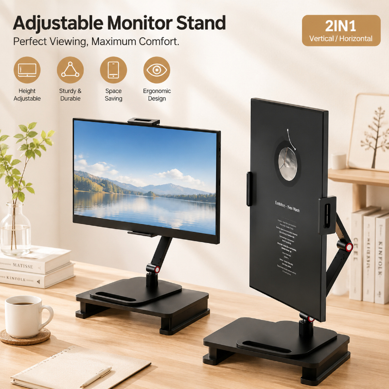 Desk Setup Tech - Expandable Portable Monitor Mount Stand, Adjustable