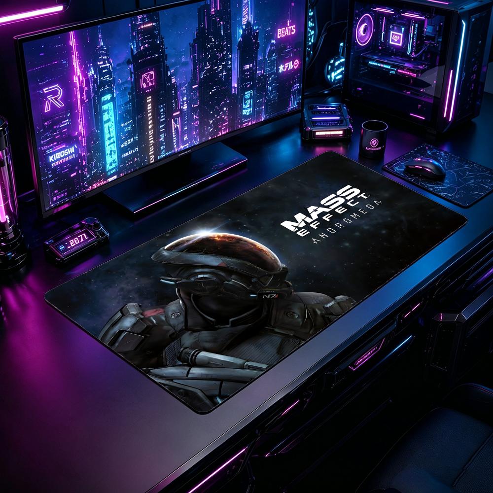 Desk Setup Pc And Laptop - Gaming Mouse Pad MMass Effect Mouse