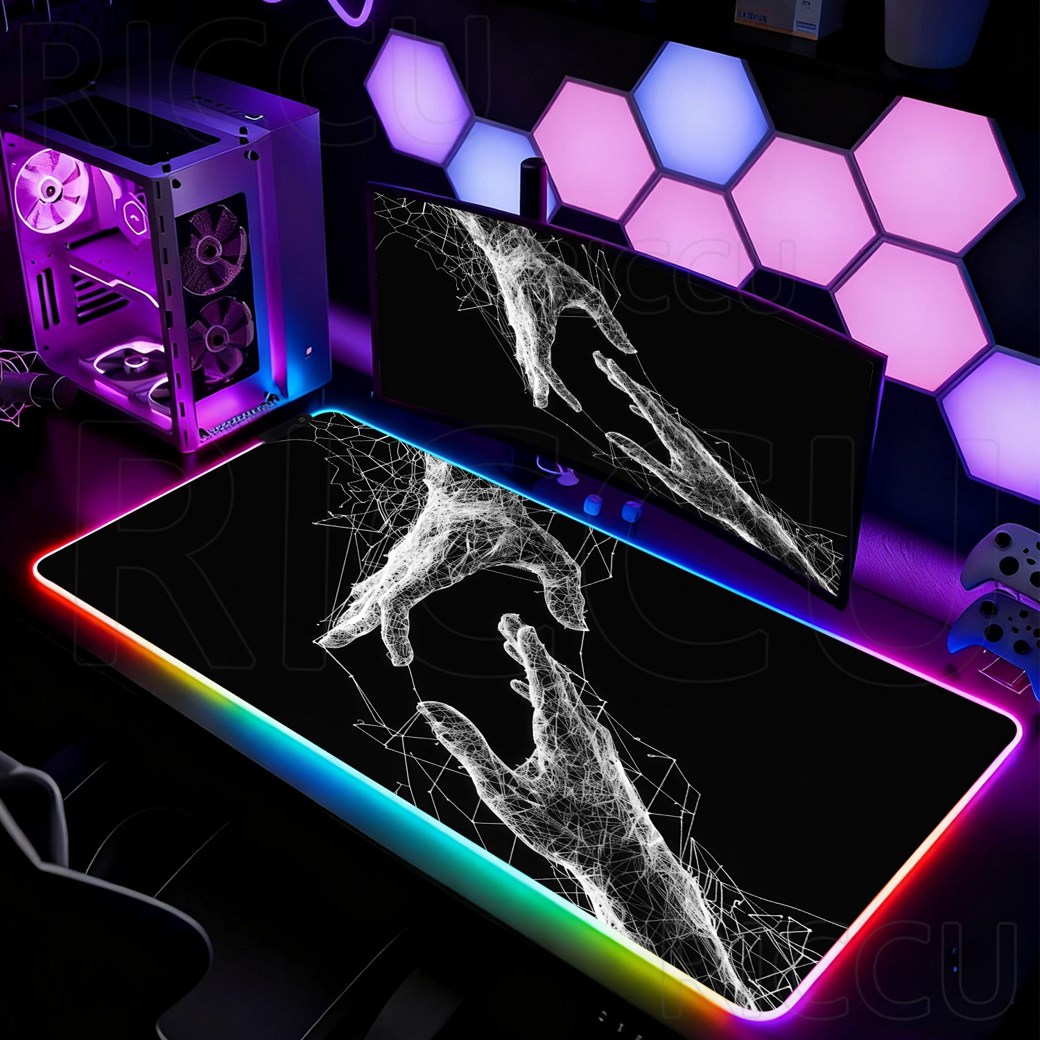 Desk Setup Black And White - RGB XXL HD Large Black White