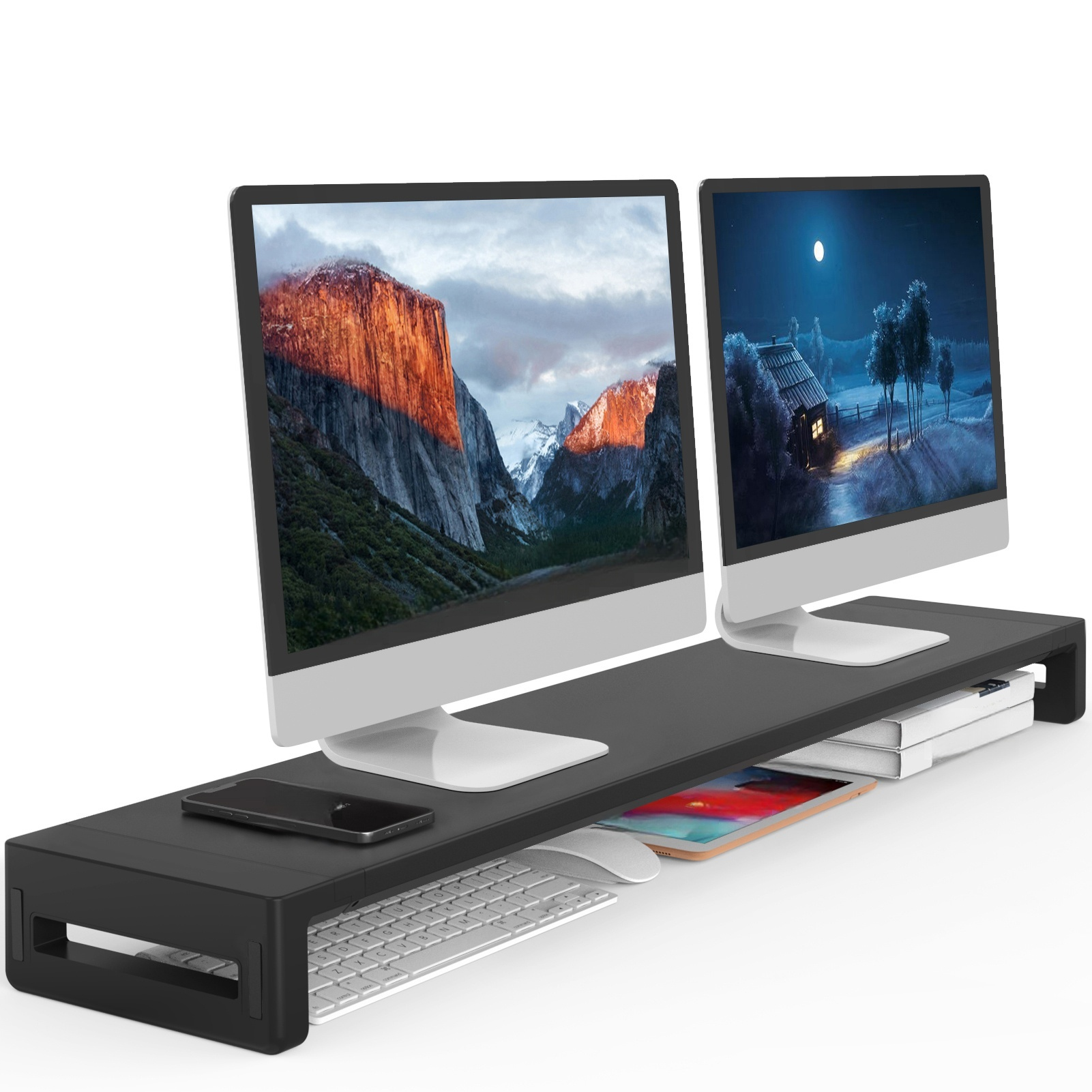 Dual Monitor Stand Riser, Exte - Dual Monitor Desk Setup ulasan dan harga