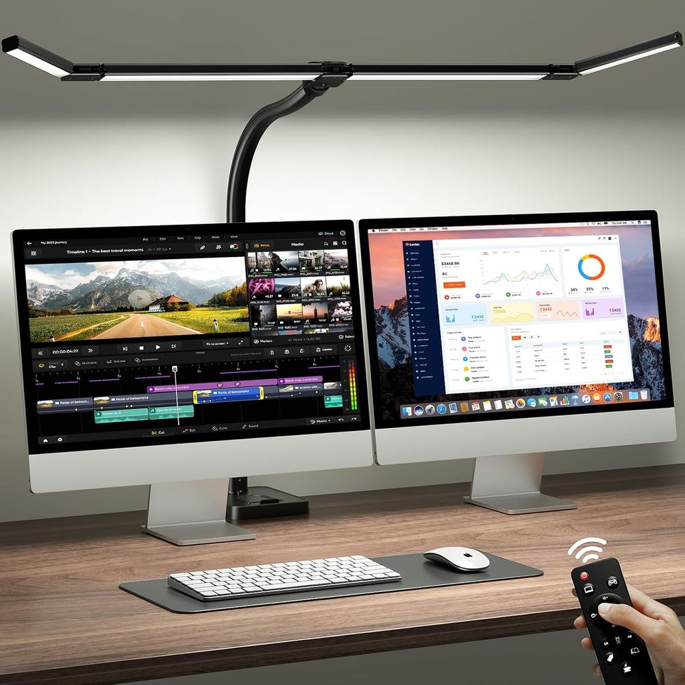 42-inch LED Desk Lamp with Adj - Dual Monitor Desk Setup ulasan dan harga