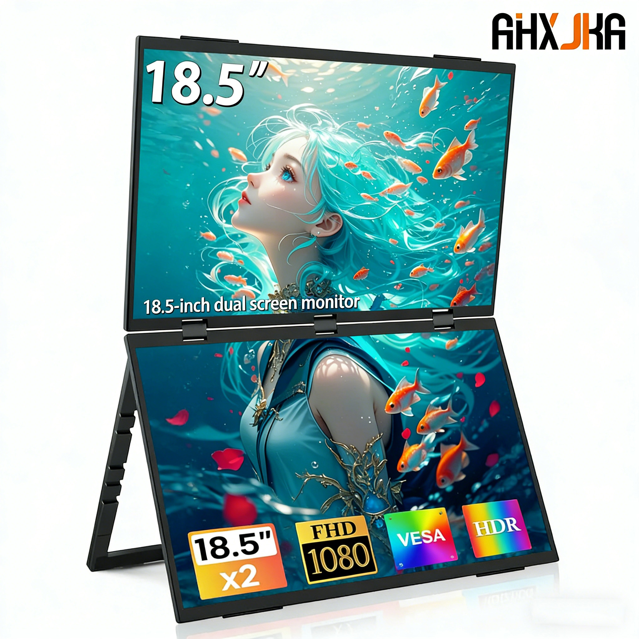 AHXJKA 18.5-Inch 100Hz Dual Sc - Dual Monitor Desk Setup ulasan dan harga