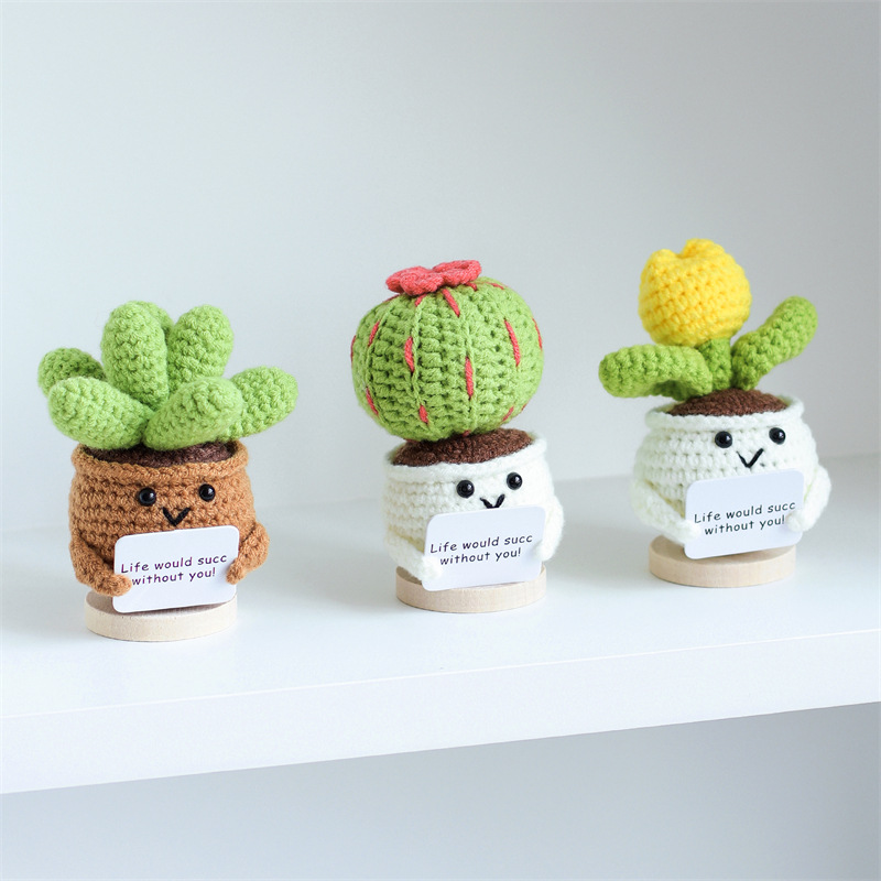 Mini Cute Crochet Flowers Fini - Desk Setup Plant ulasan dan harga