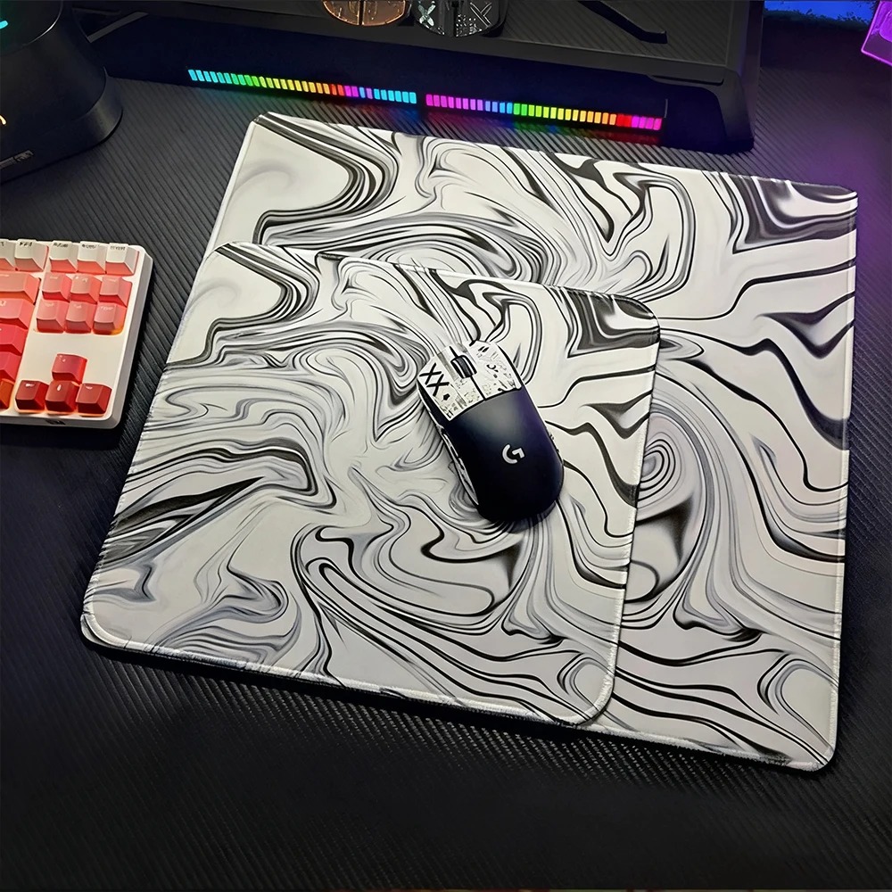 Aesthetic Marble Swirl Tablecl - Desk Setup Black And White ulasan dan harga