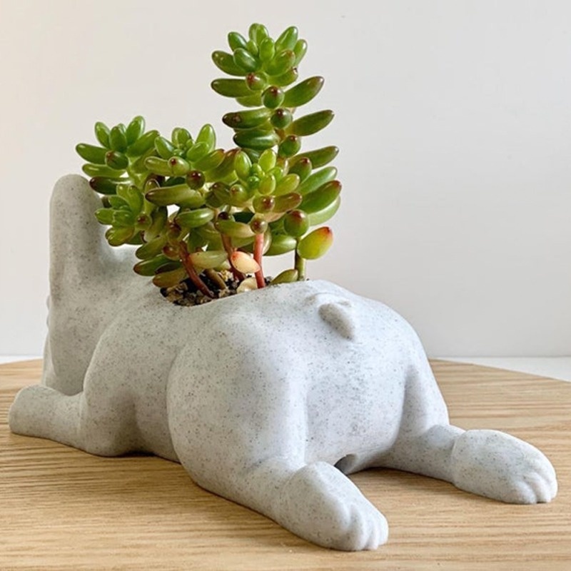 The Puppy Statue Planter Resin - Desk Setup Plant ulasan dan harga