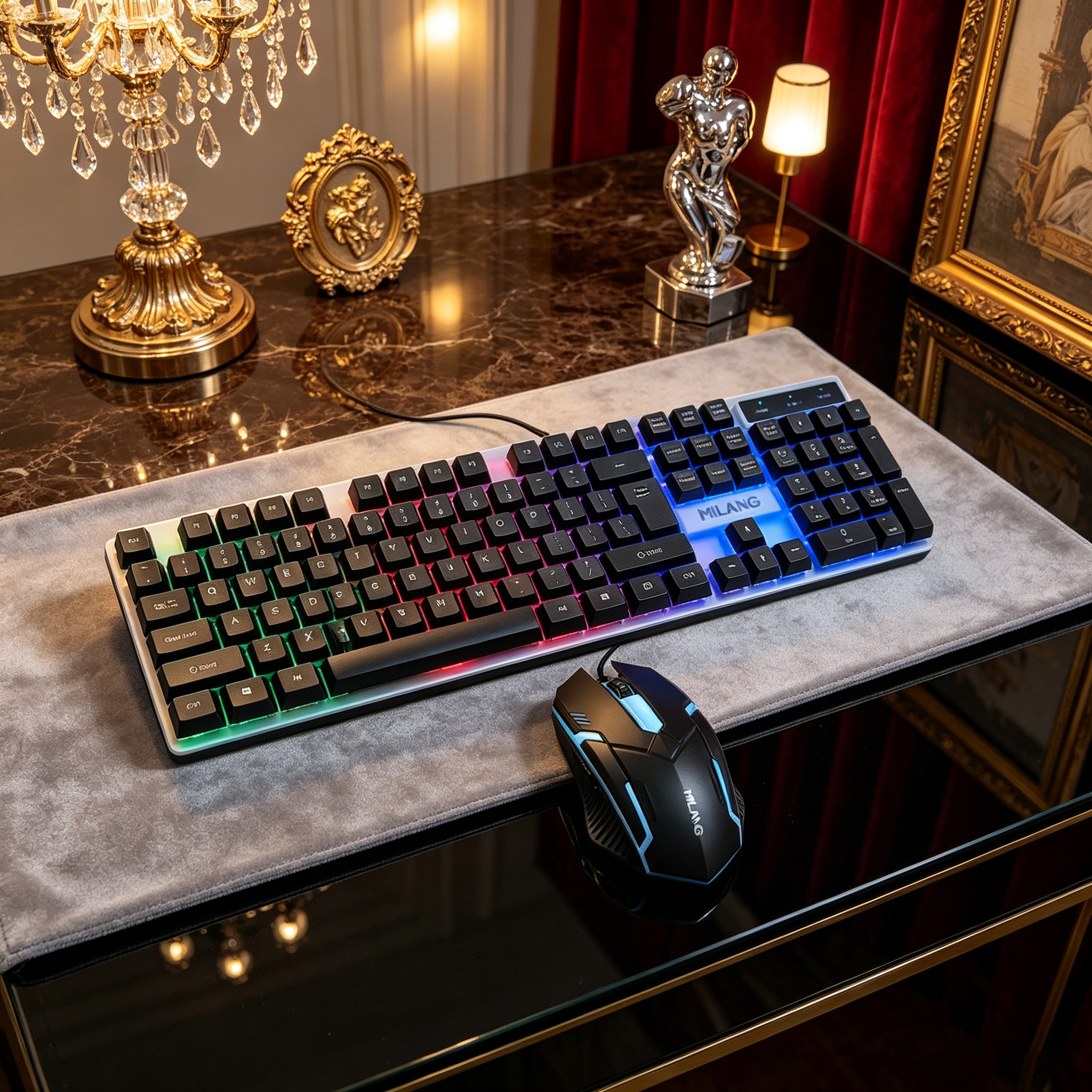 Wired RGB Backlit Keyboard Mou - Desk Setup Rgb ulasan dan harga
