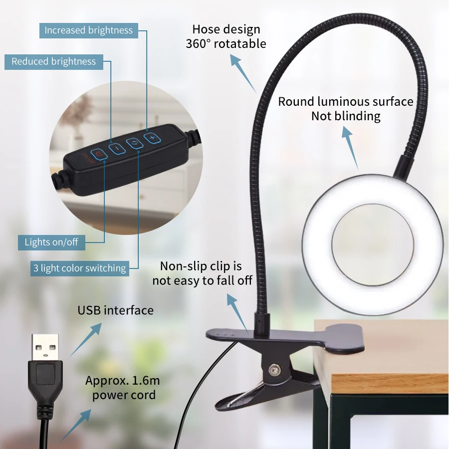 LED Desk Lamp Clip Light Recha - Desk Setup Tech ulasan dan harga
