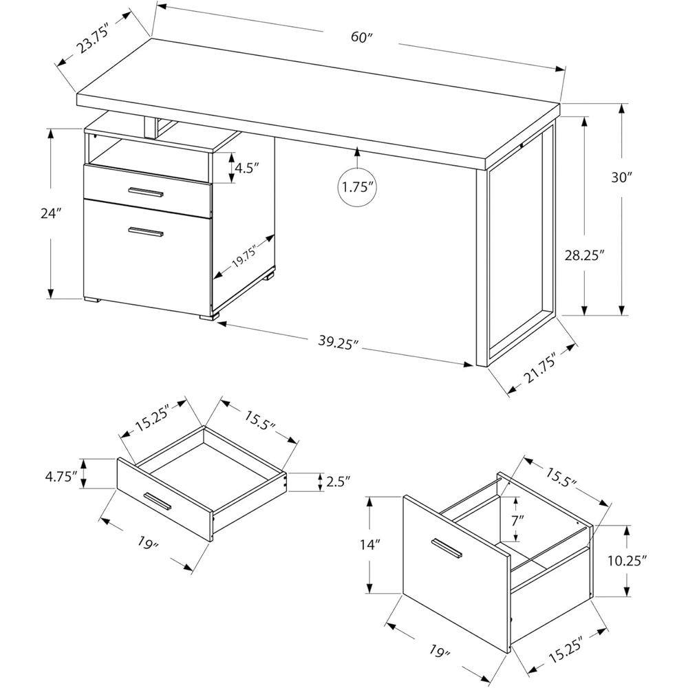 60 Long Taupe Home Office Lapt - Desk Setup For 2 Laptops ulasan dan harga