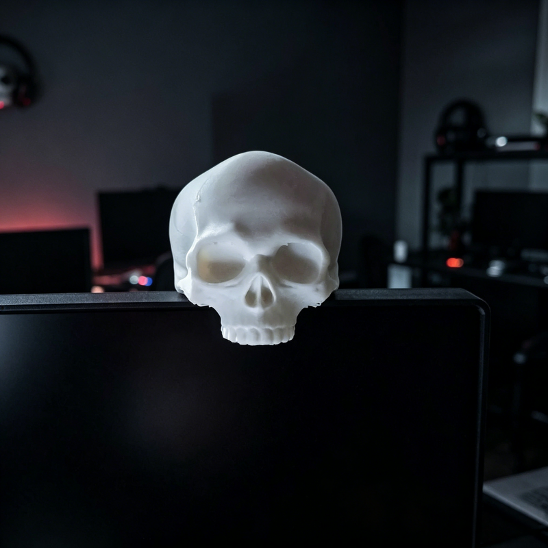 Skull Monitor Ornament, Gothic - Desk Setup Black And White ulasan dan harga