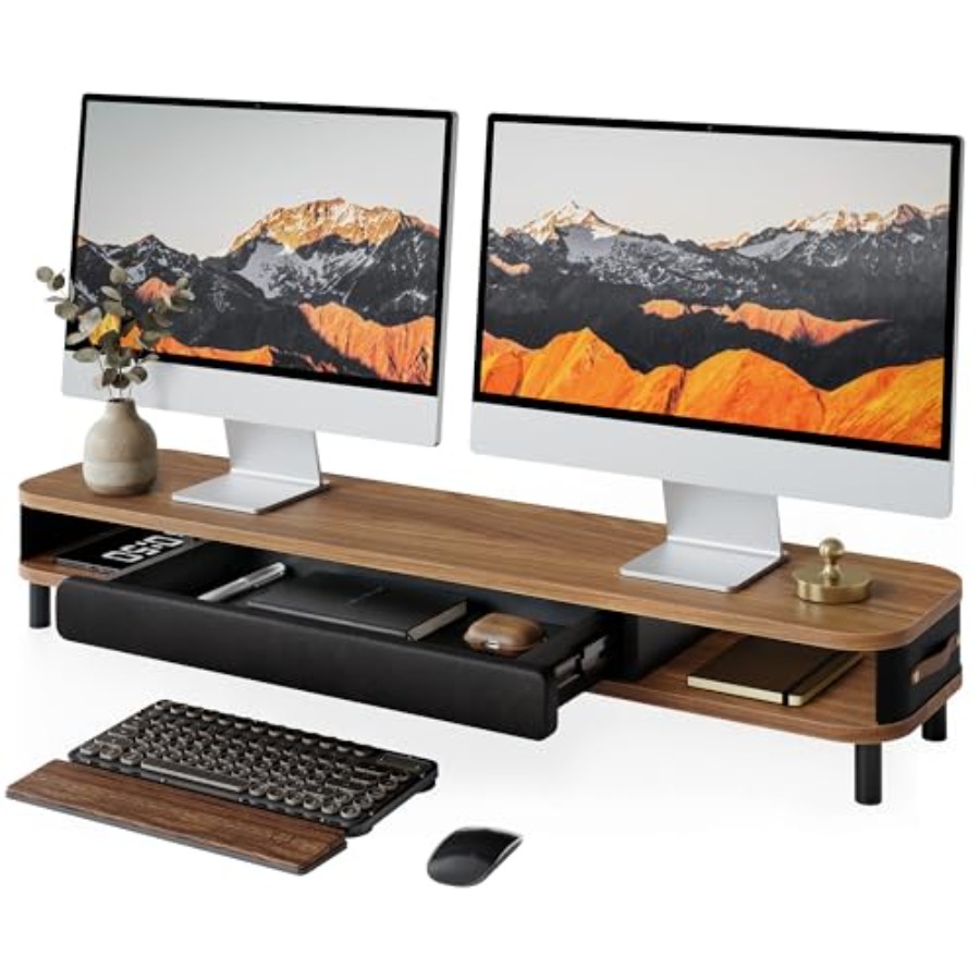 Dual monitor riser for ergonom - Dual Monitor Desk Setup ulasan dan harga