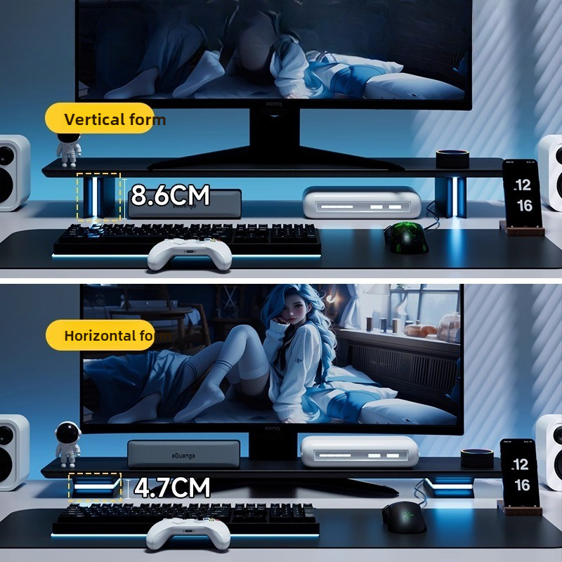 RGB Monitor Stand Ergonomic Co - Desk Setup No Monitor ulasan dan harga