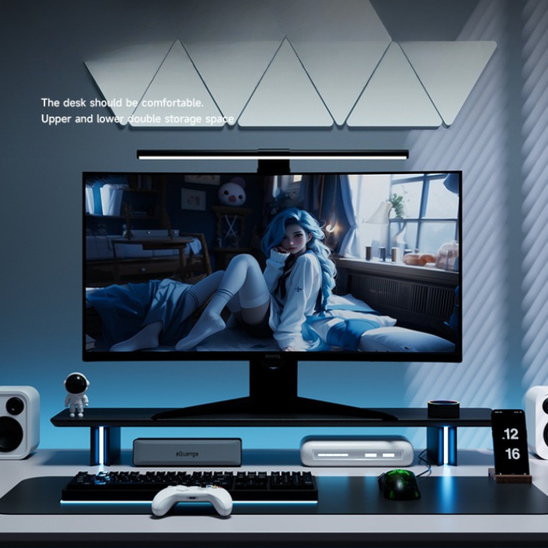 RGB Monitor Stand Ergonomic Co - Desk Setup No Monitor ulasan dan harga