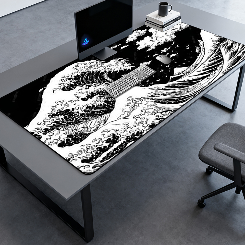 Great Wave Mouse Pad Kanagawa  - Desk Setup Black And White ulasan dan harga