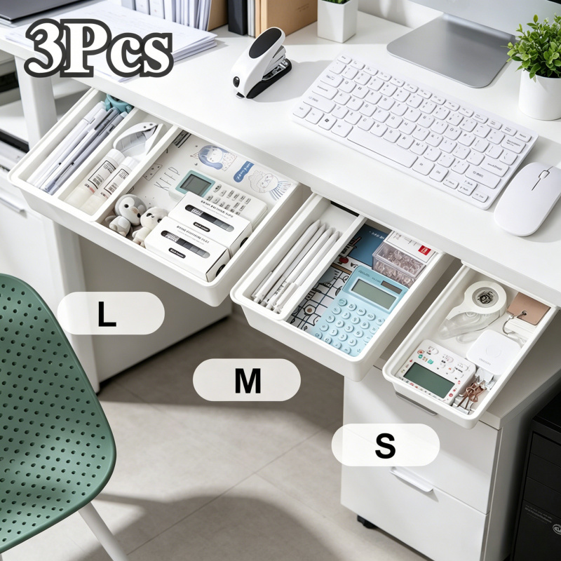 Hidden Storage Box Desk Storag - Desk Setup Organizer ulasan dan harga