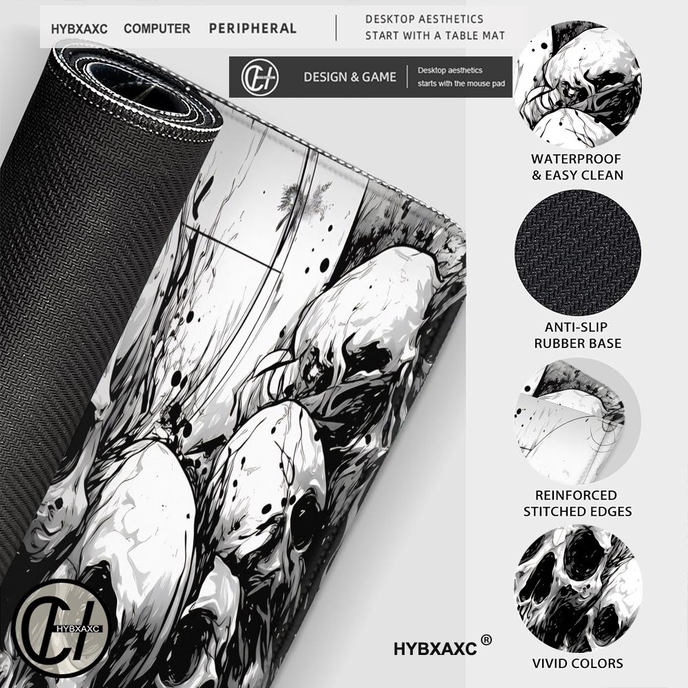 HYBXAXC Skull Desk Mat Horror  - Desk Setup Black And White ulasan dan harga