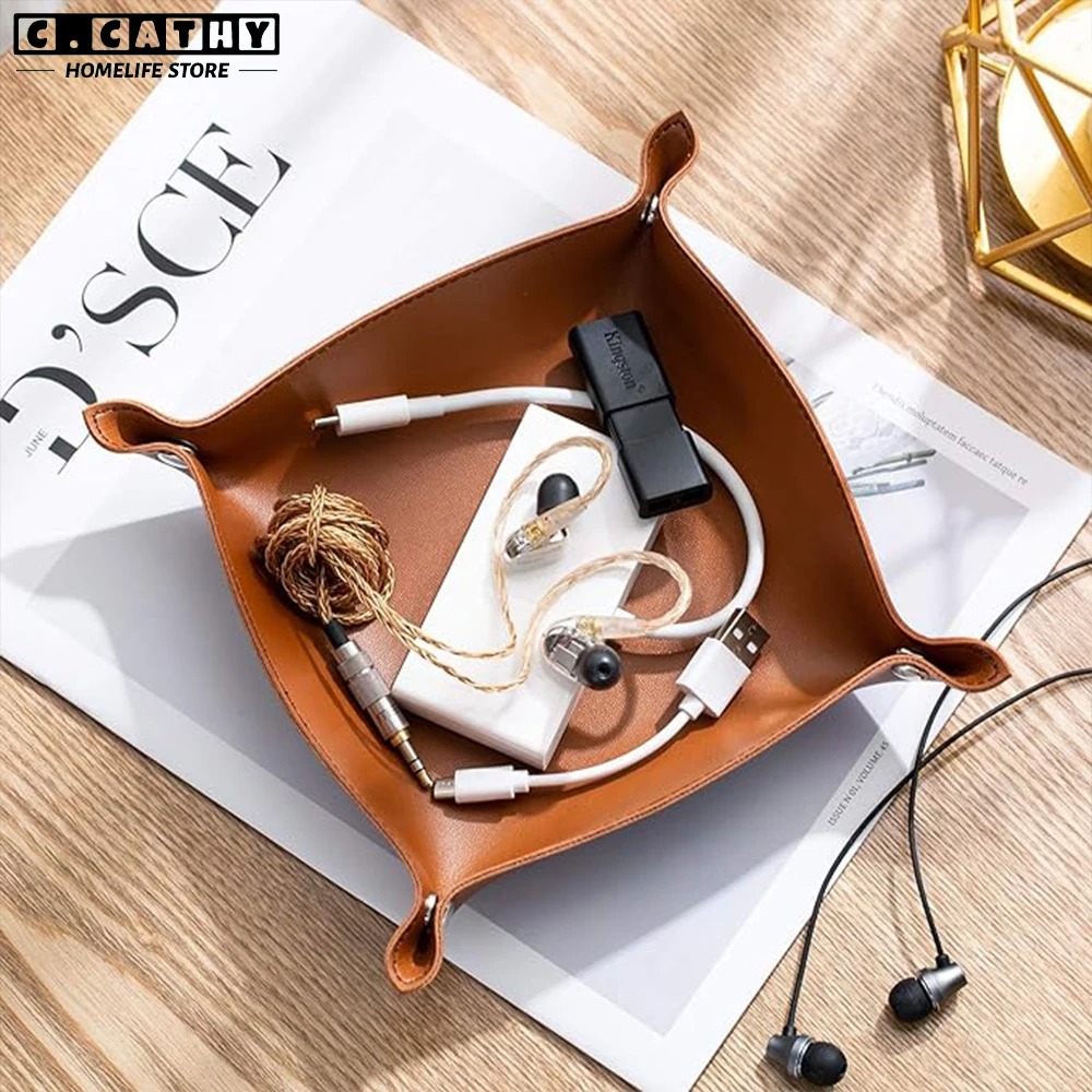 1PC 25X25CM Leather Tray Folda - Desk Setup Organizer ulasan dan harga