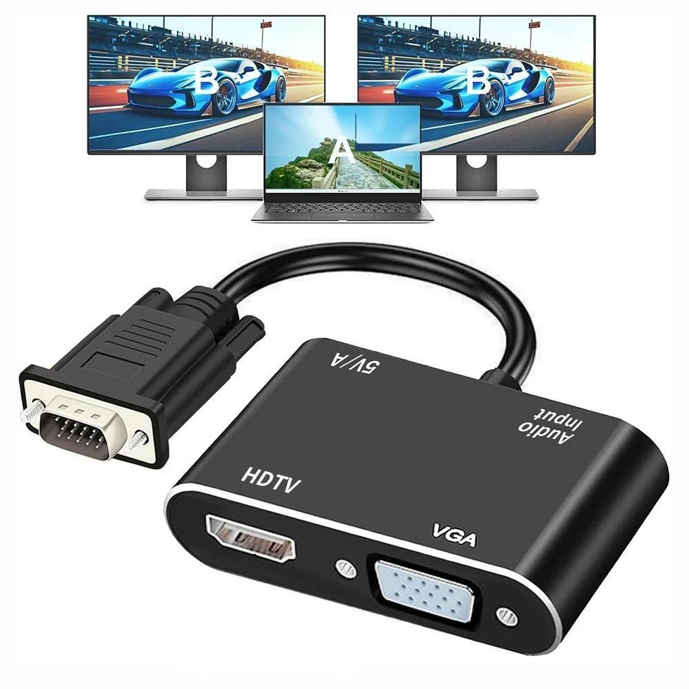 3.5mm Audio and VGA to HDMI-co - Dual Monitor Desk Setup ulasan dan harga
