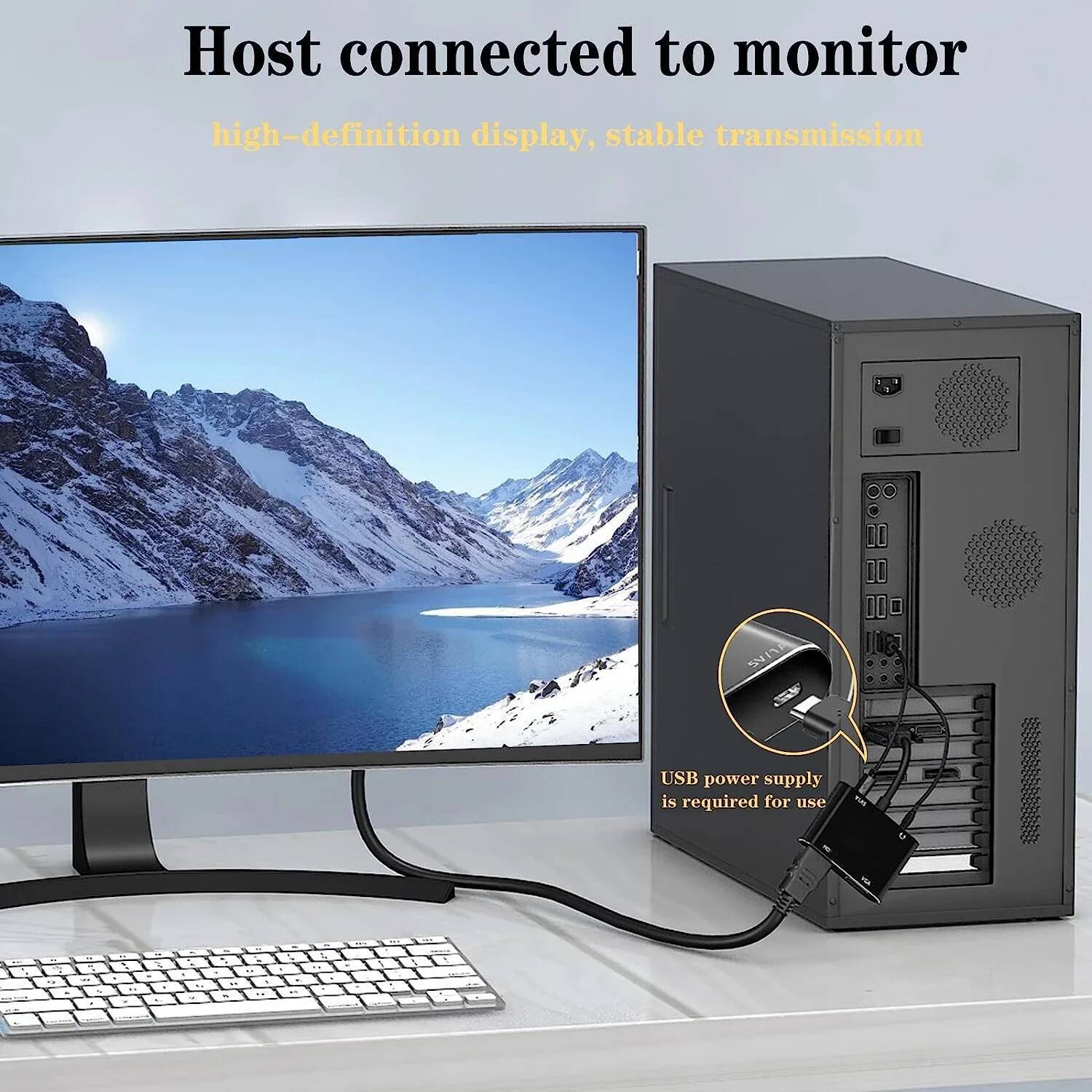 3.5mm Audio and VGA to HDMI-co - Dual Monitor Desk Setup ulasan dan harga