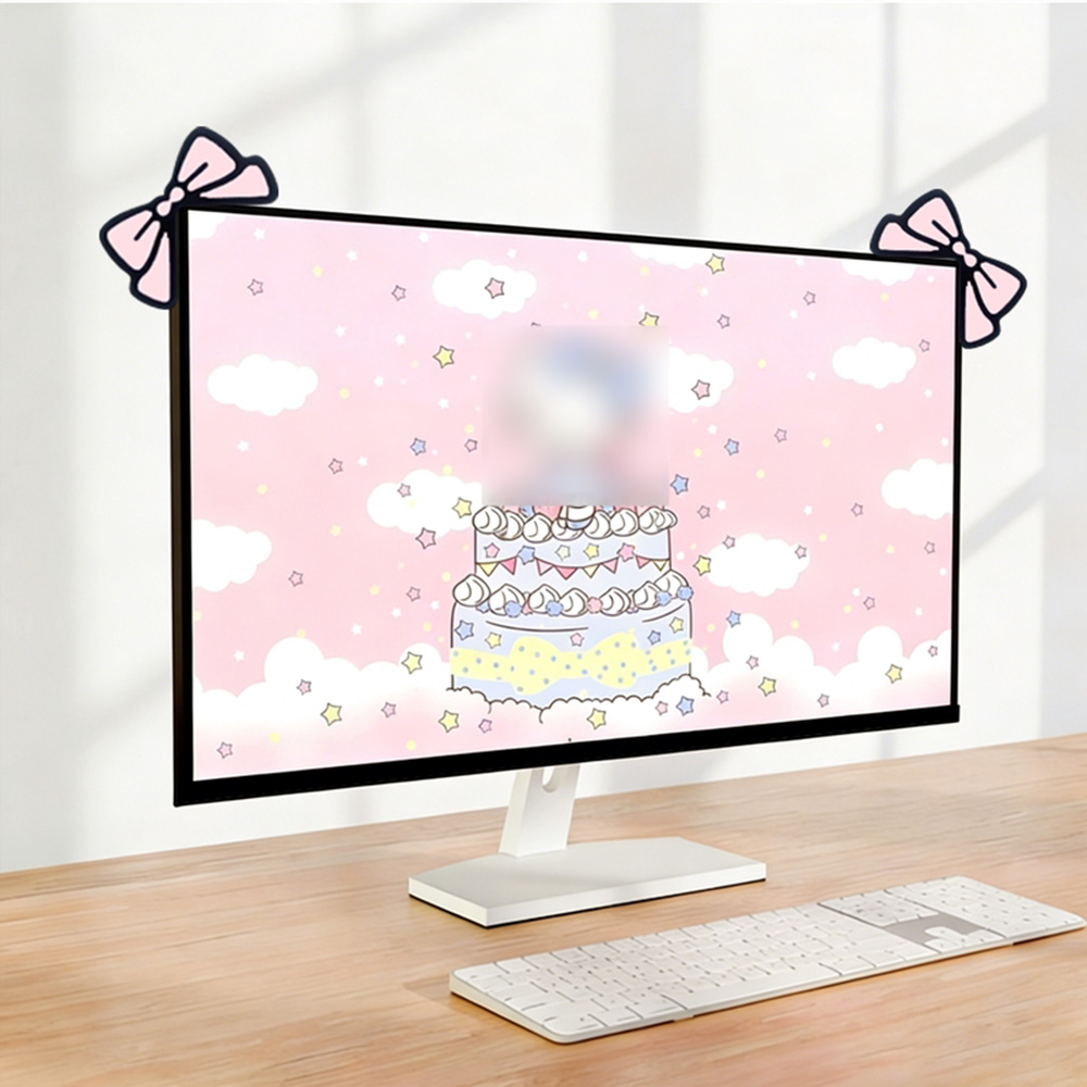 Cute Pink Bow Monitor Decor Ka - Desk Setup No Monitor ulasan dan harga