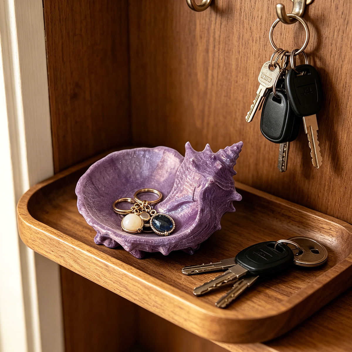 Pearlescent Purple Conch-Shape - Desk Setup Organizer ulasan dan harga