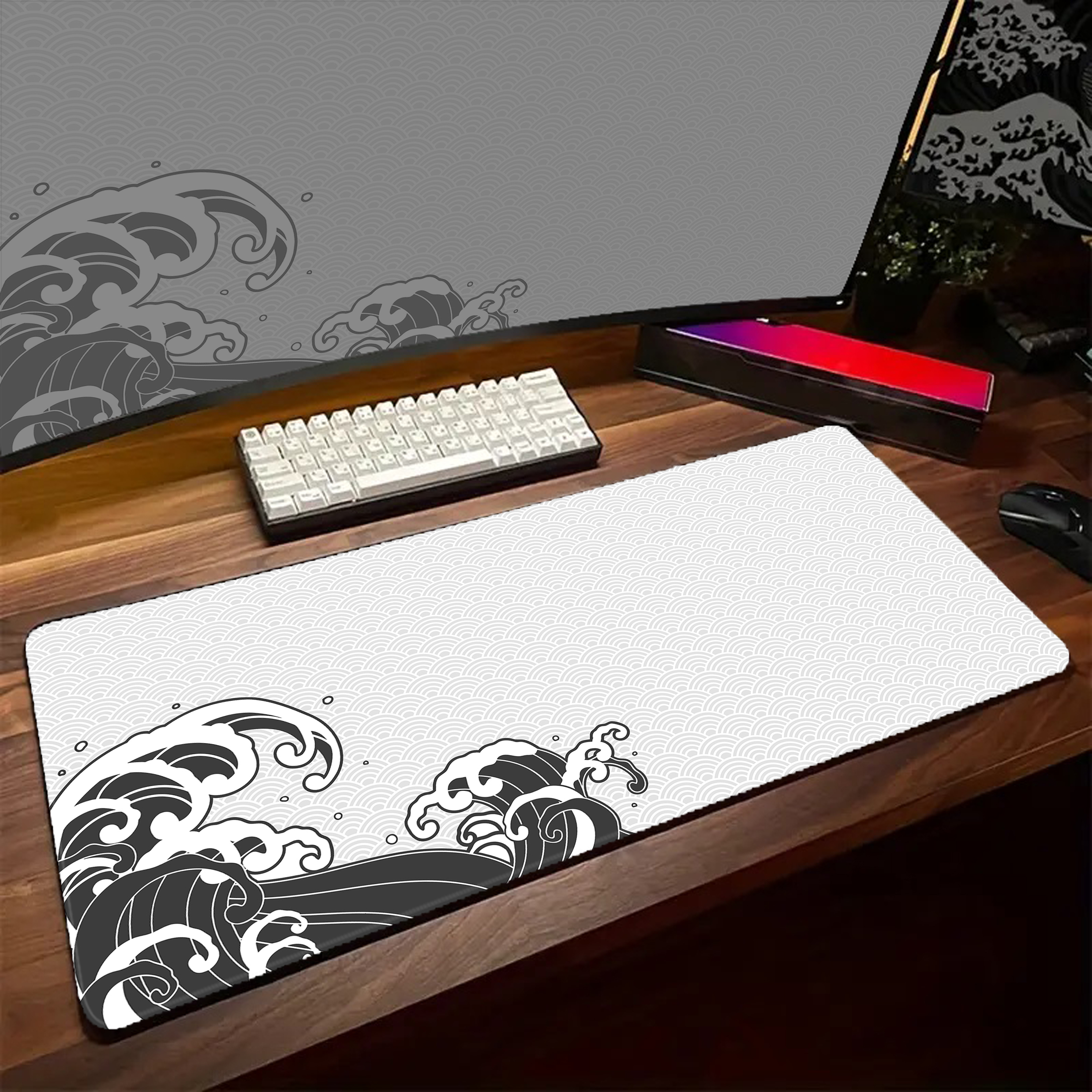 Game Mousepad Large Black and  - Desk Setup Black And White ulasan dan harga