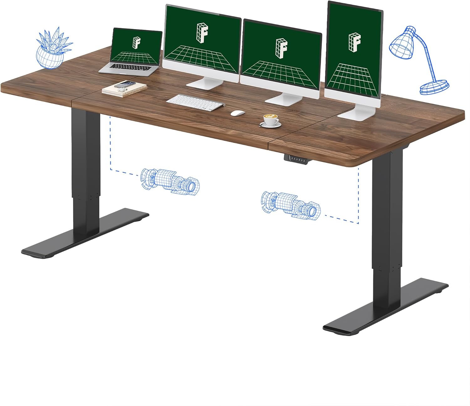 Electric Standing Desk with Du - Dual Monitor Desk Setup ulasan dan harga