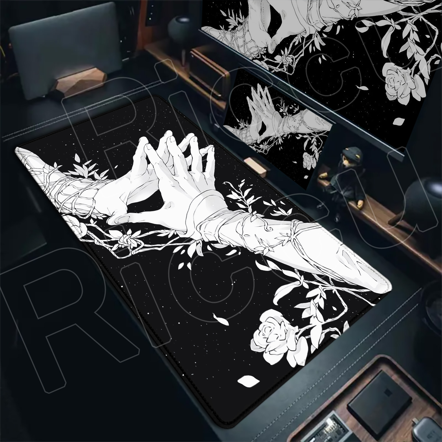 HD Large Black White XXL Gothi - Desk Setup Tech ulasan dan harga