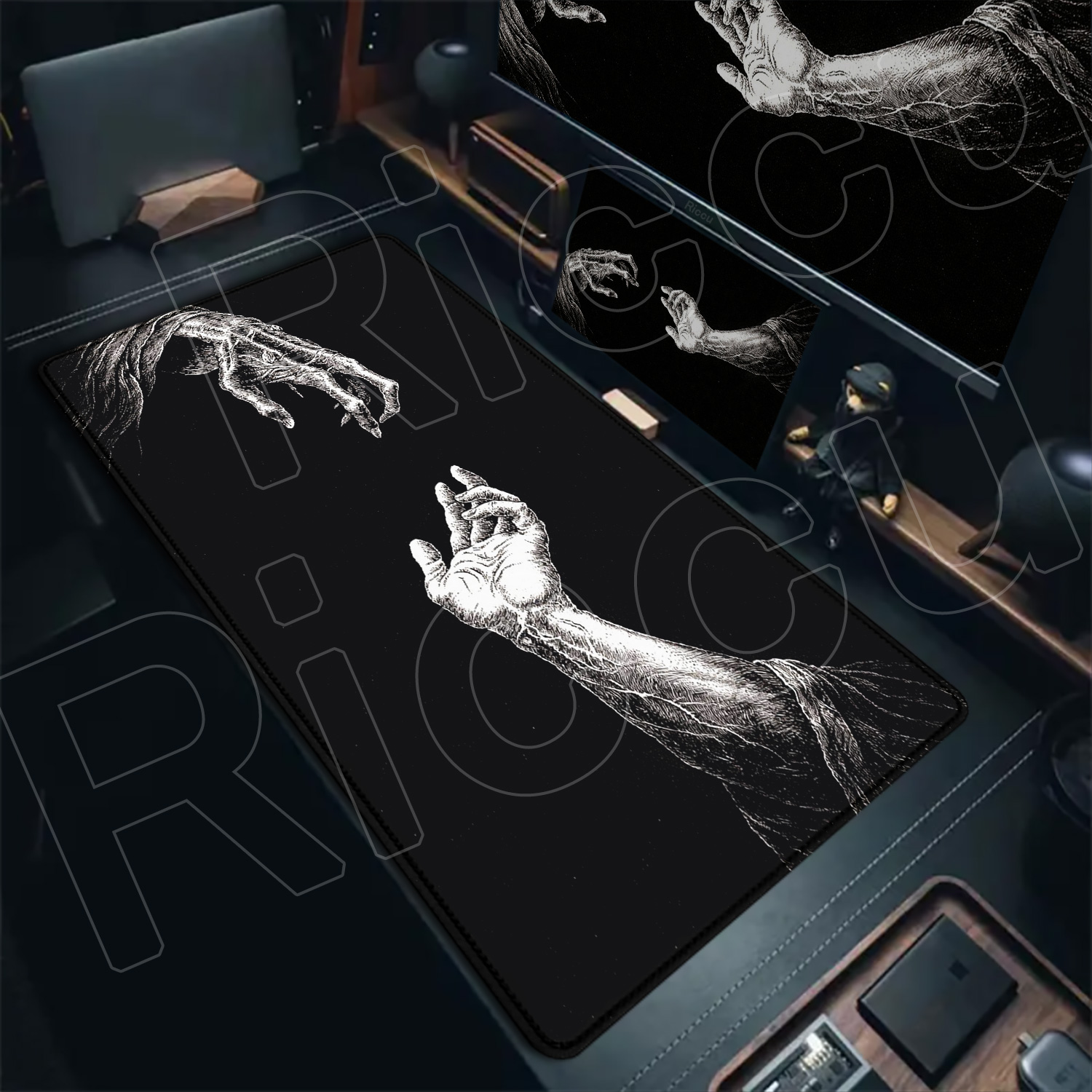 HD Large Black White XXL Gothi - Desk Setup Tech ulasan dan harga
