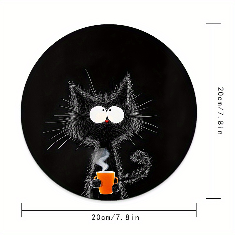 Black Cat Round Mouse Pad Dura - Desk Setup Tech ulasan dan harga