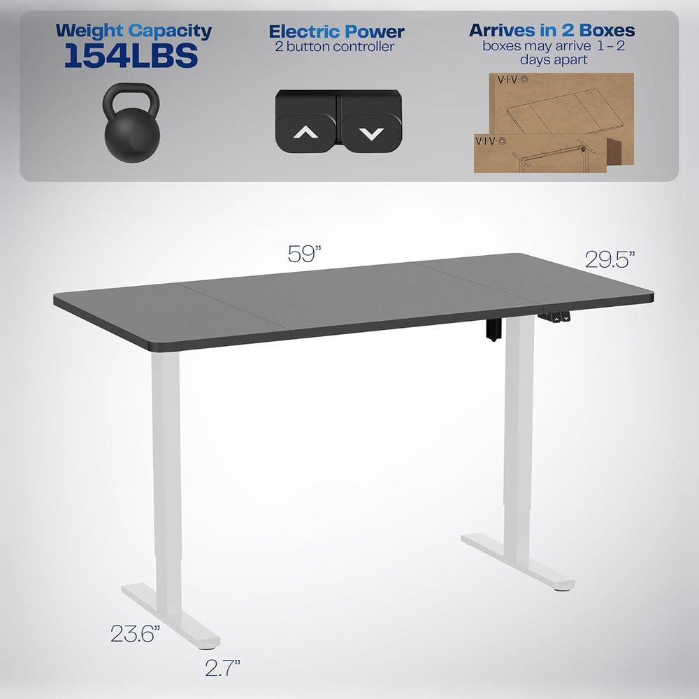 60x30 Inch Adjustable Height S - Desk Setup Black And White ulasan dan harga