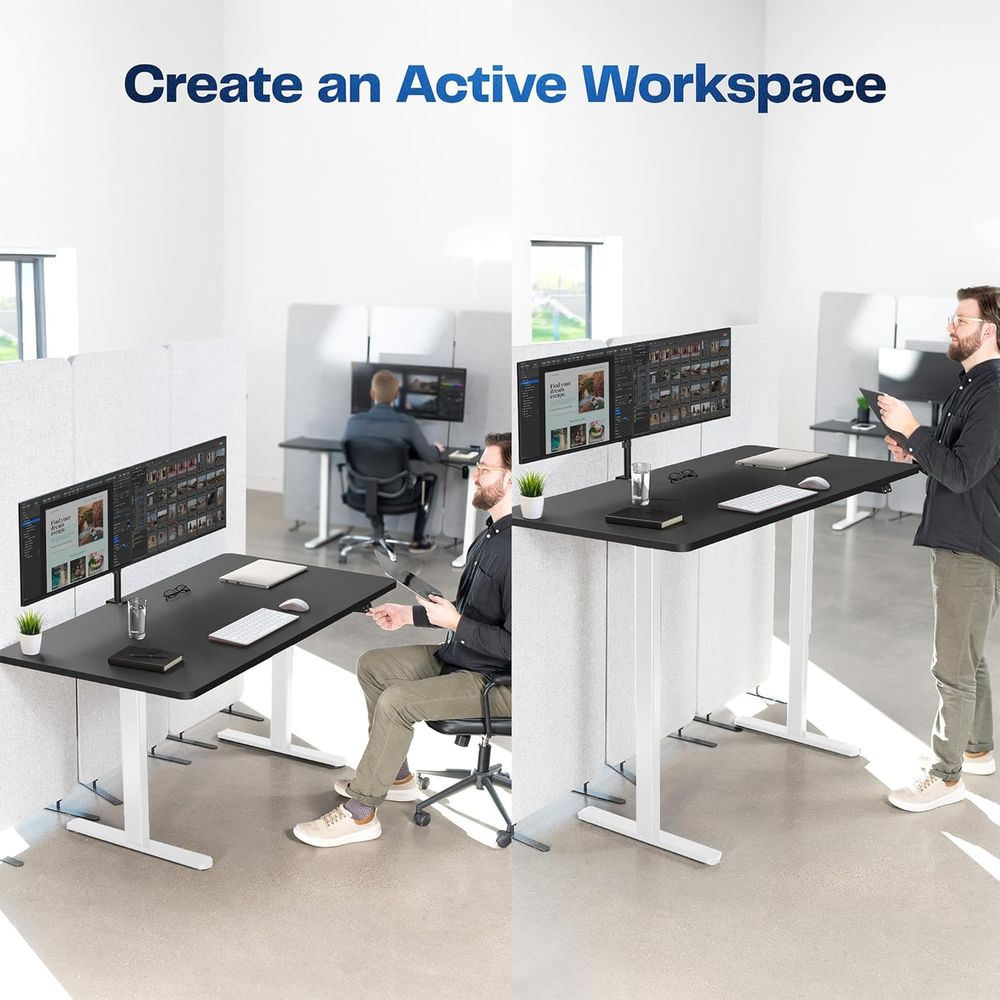 60x30 Inch Adjustable Height S - Desk Setup Black And White ulasan dan harga