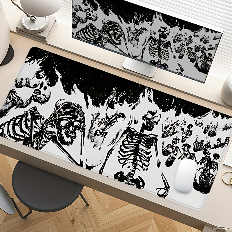 Black and White Skull Gaming M - Desk Setup Black And White ulasan dan harga
